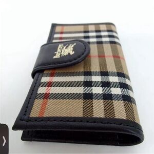 Authentic BURBERRY Nova Check 4 hooks key holder  leather/Jacquard canvas